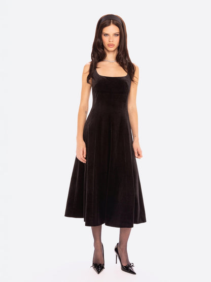 Eleanora Velvet Maxi Dress (Black)