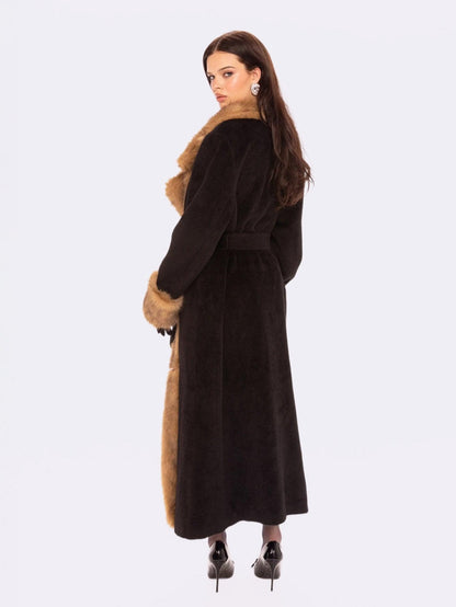 Adriana Faux Fur Coat (Black & Brown)