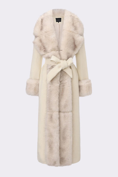 Adriana Faux Fur Coat (Off-White)