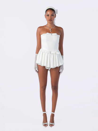 Giselle Bow Jumpsuit (White)
