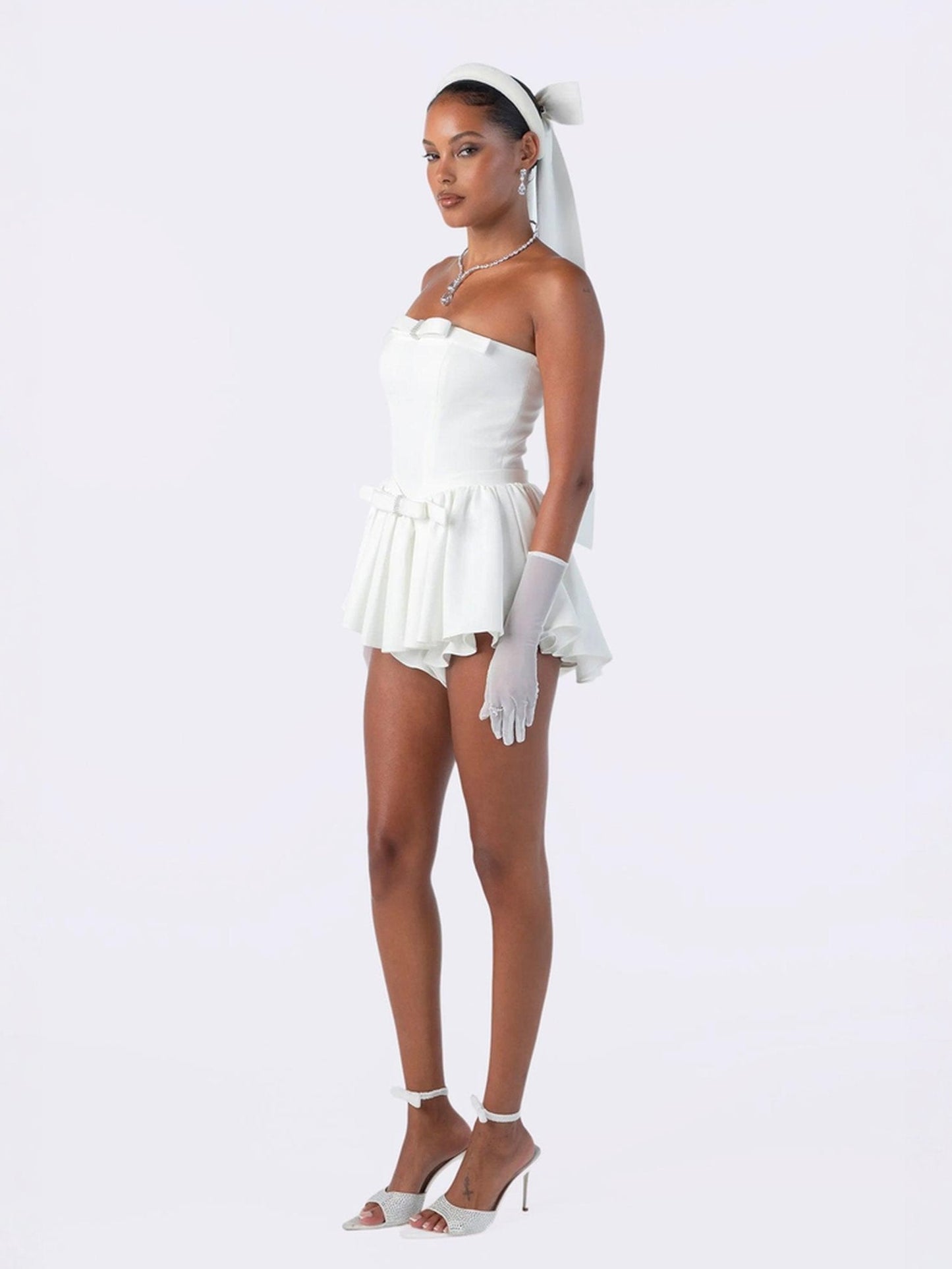 Giselle Bow Jumpsuit (White)