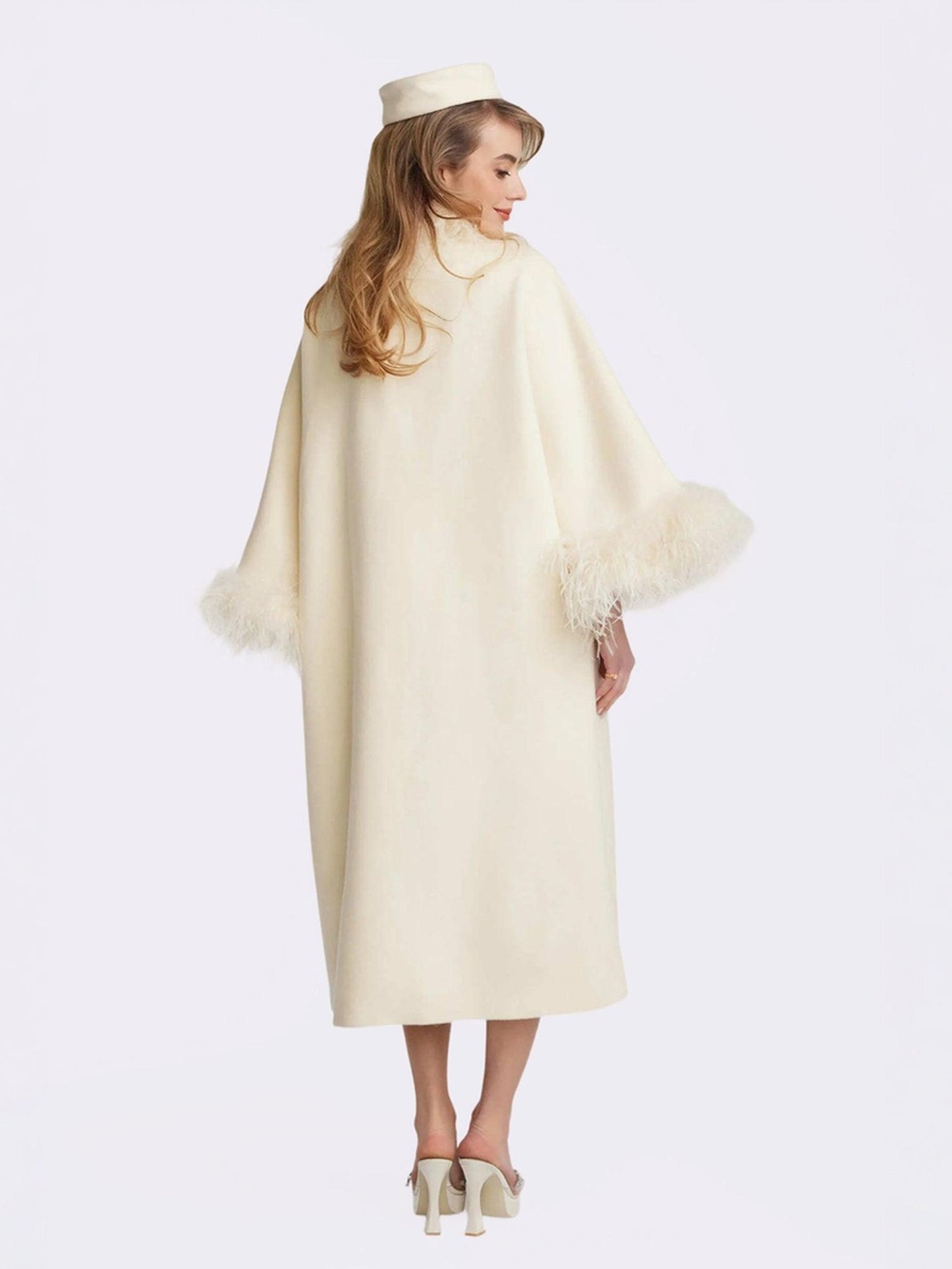 Nina Feather Coat (White) (Final Sale)