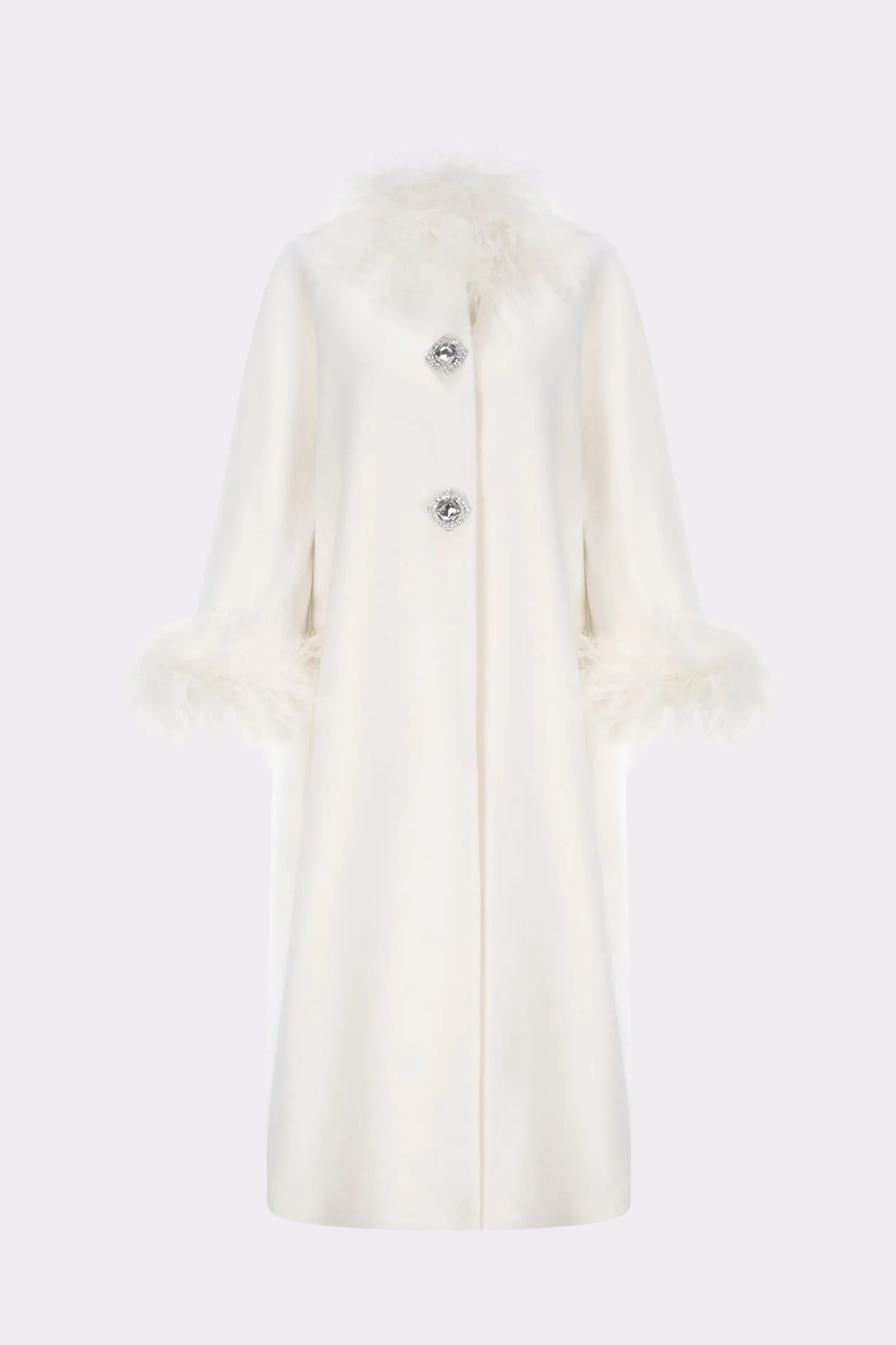 Nina Feather Coat (White) (Final Sale)