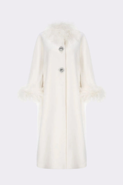 Nina Feather Coat (White) (Final Sale)
