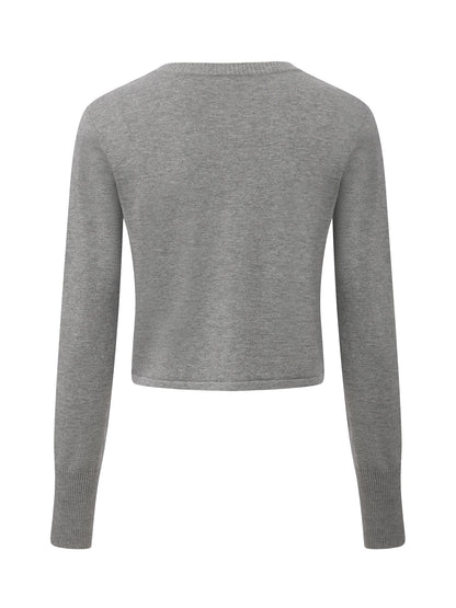 Millie Round-Neck Grey Knit Cardigan