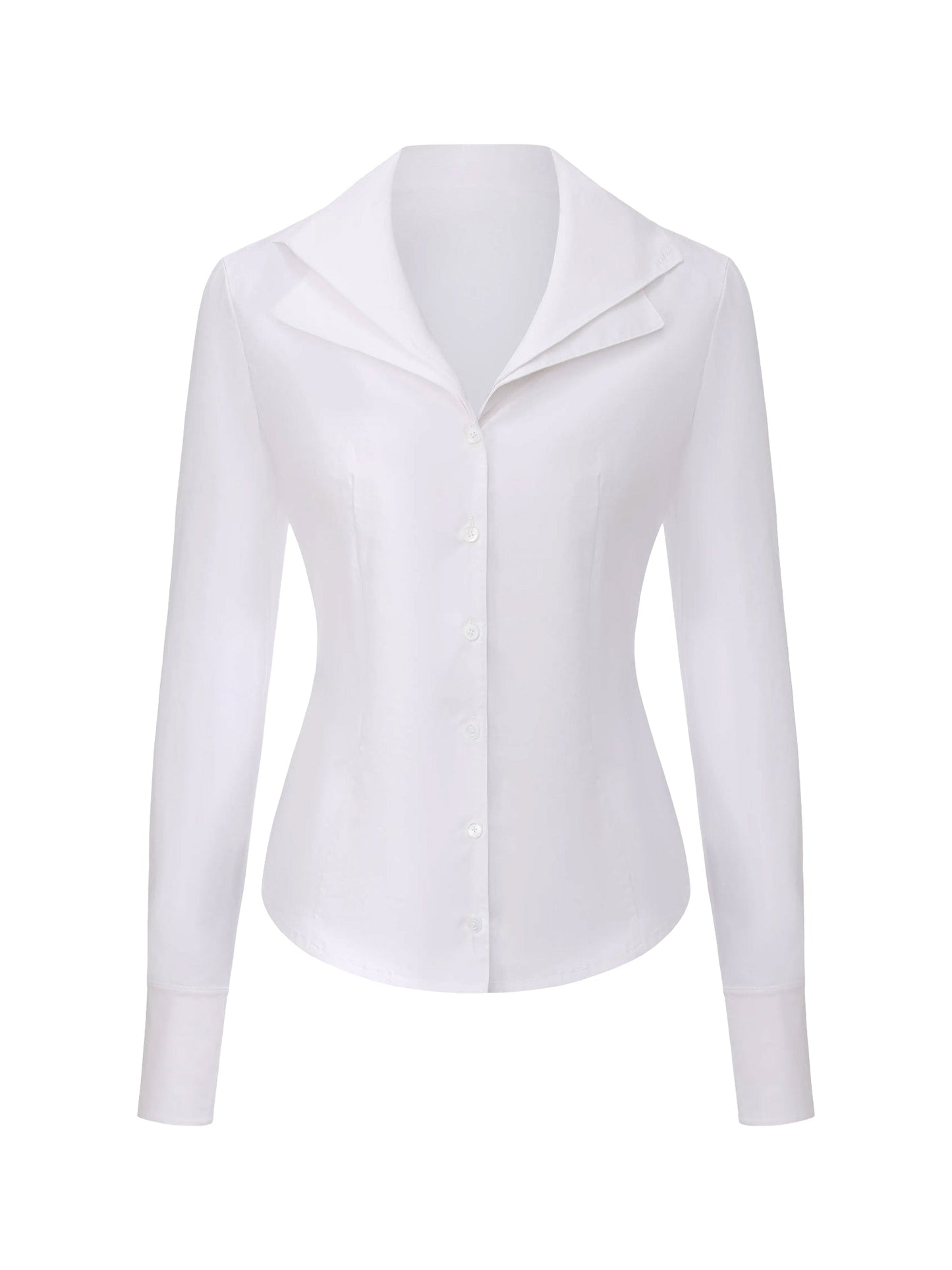 Georgina Tailored Long Sleeve White Button-Down Shirt