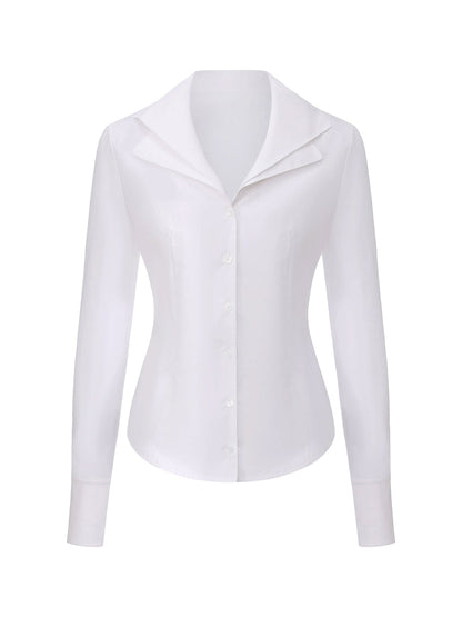 Georgina Tailored Long Sleeve White Button-Down Shirt