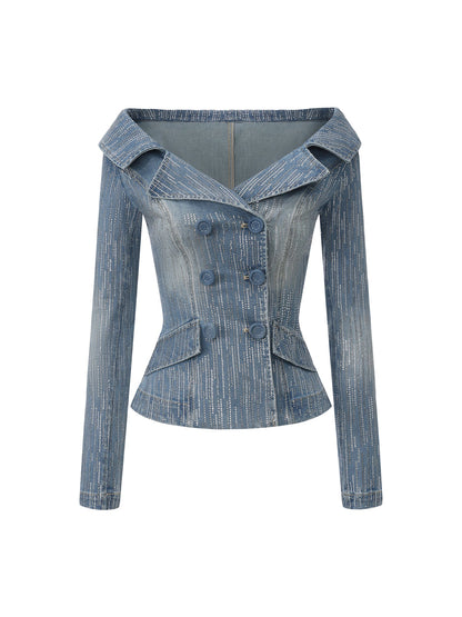 Monique Crystal Blue Denim Top