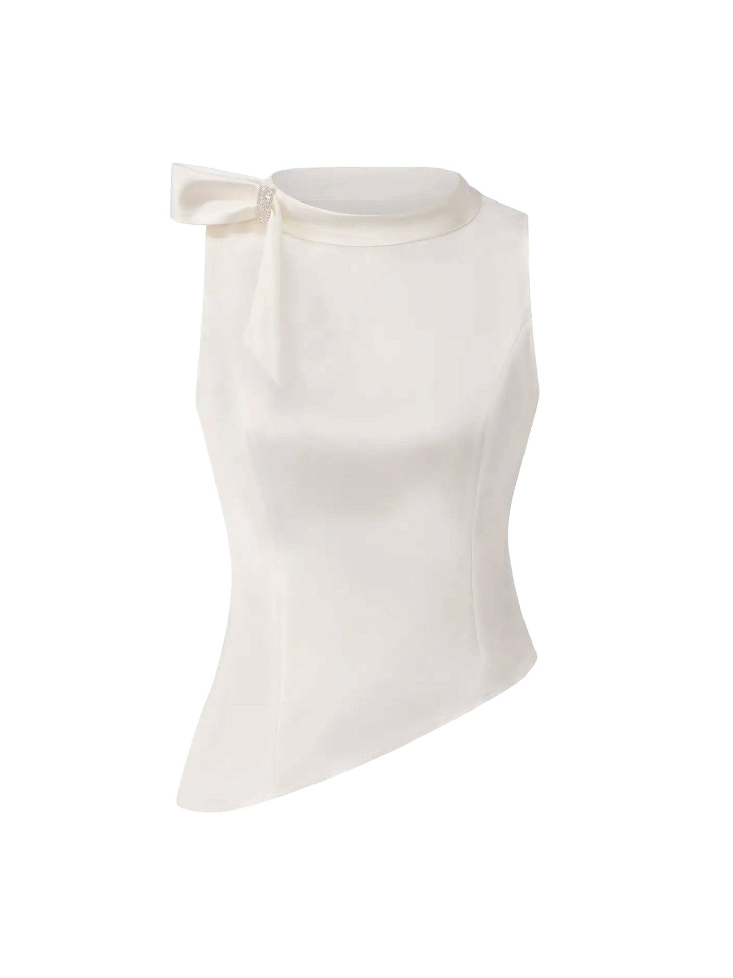 Lily Satin Bow Detail White Top