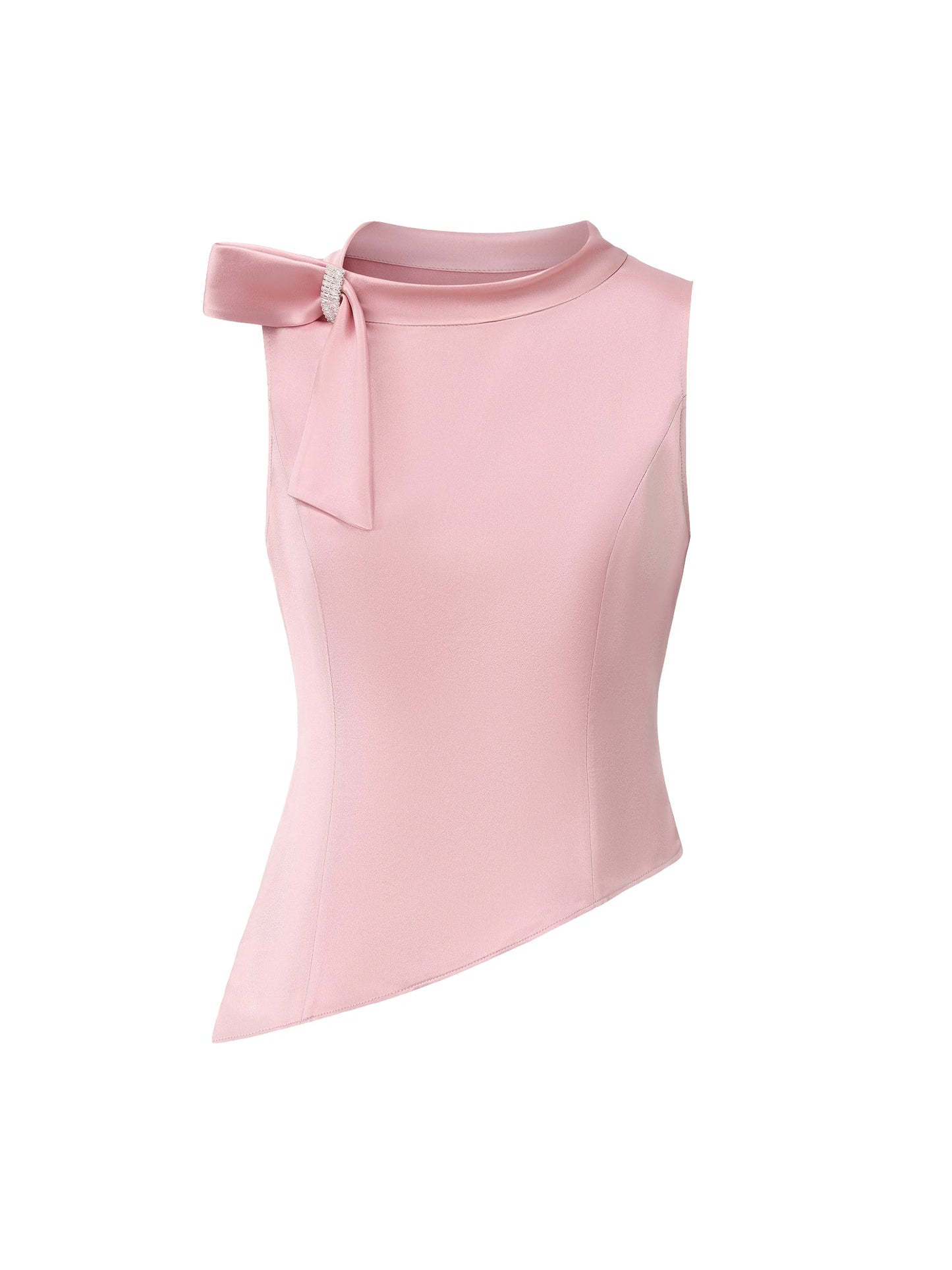 Lily Satin Bow Detail Pink Top