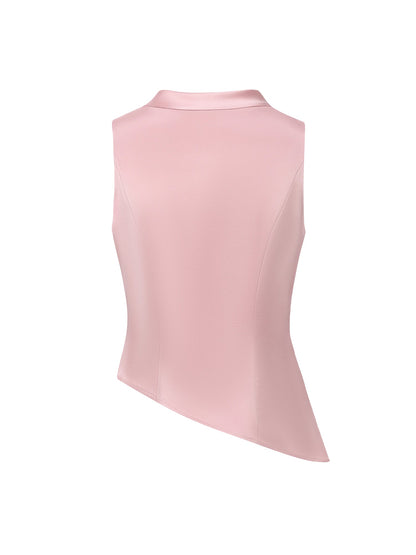 Lily Satin Bow Detail Pink Top