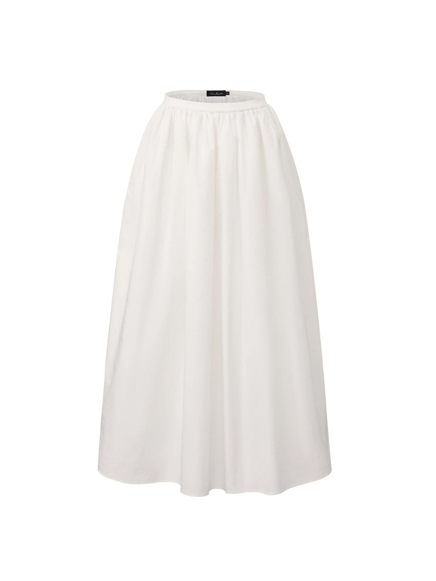Claudine High-Waist A-Line White Midi Skirt
