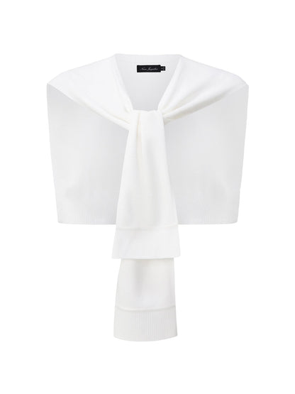 Ava Minimal White Knit Shawl