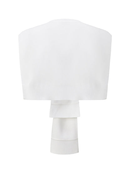 Ava Minimal White Knit Shawl