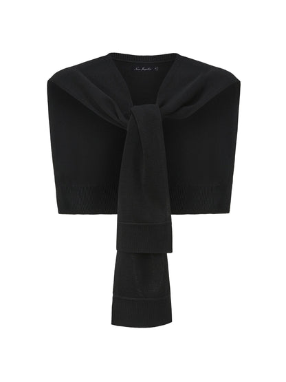 Ava Minimal Black Knit Shawl