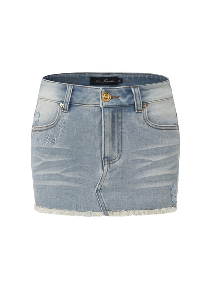 Lexi Low-Rise Light Blue Denim Mini Skirt