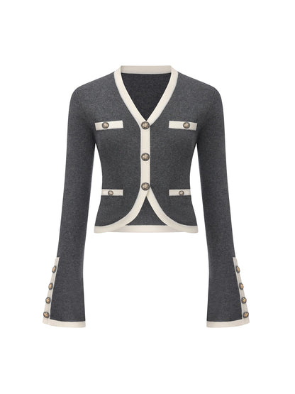 Lisette Contrast-Trim Grey Knit Three-Piece Set