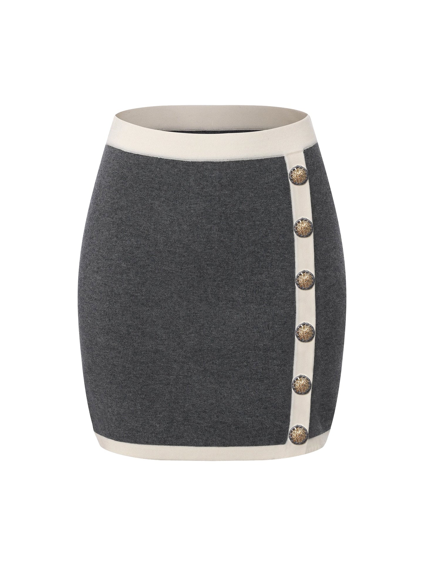 Lisette Contrast-Trim Grey Knit Three-Piece Set