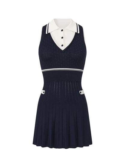 Ivy Colorblock Navy Knit Mini Dress