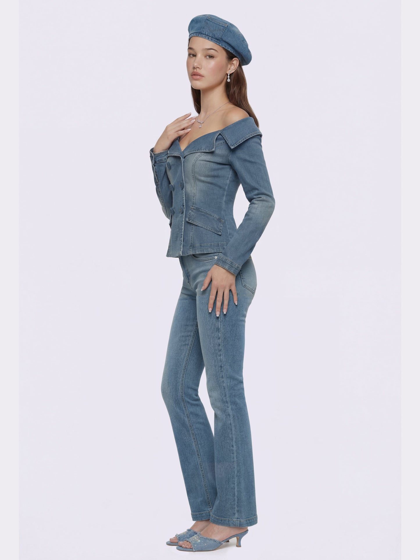 Monique Tailored Light Blue Denim Top