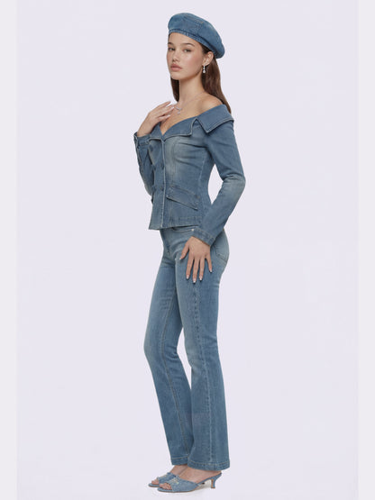 Monique Tailored Light Blue Denim Top