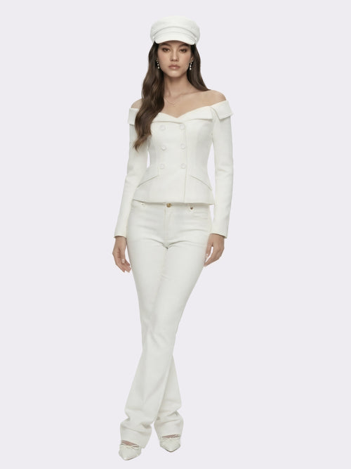 Bettina High-Waist White Denim Jeans
