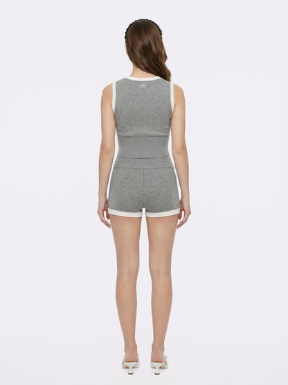 Millie Contrast-Trim Grey Knit Vest