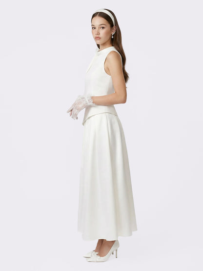 Lily Satin Bow Detail White Top