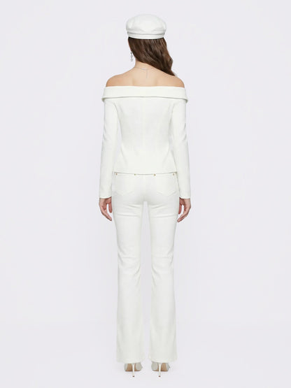 Monique Tailored White Denim Top