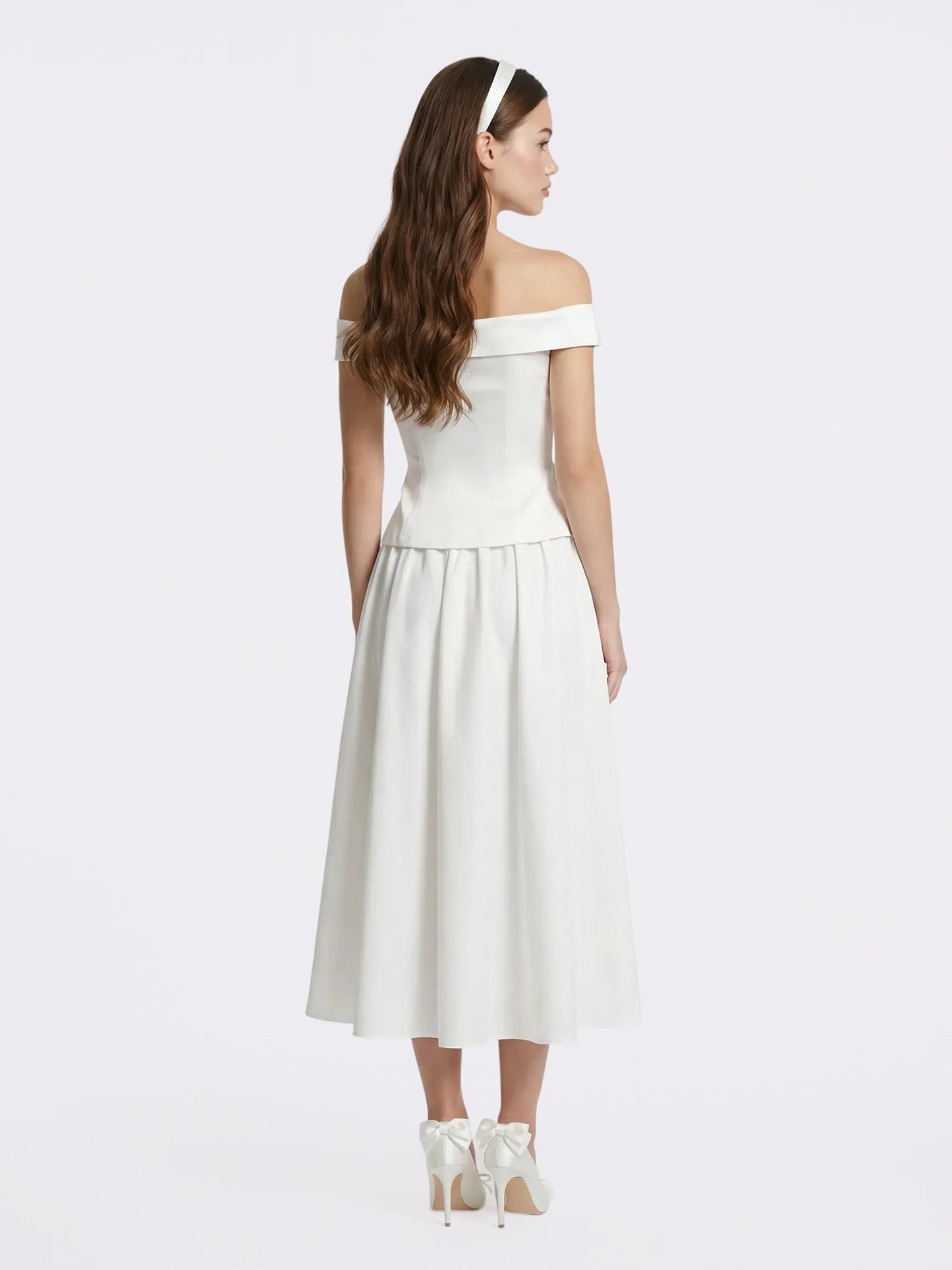 Claudine Off-Shoulder White Cropped Top