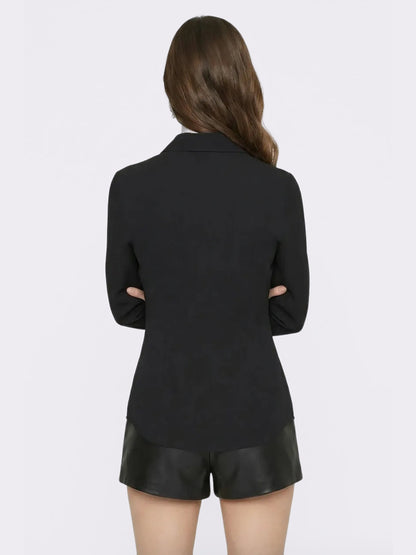 Georgina Tailored Long Sleeve Black Button-Down Shirt