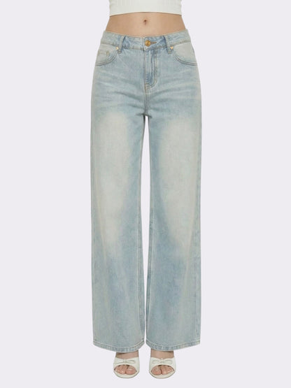 Ava Low-Rise Light Blue Straight Leg Jeans