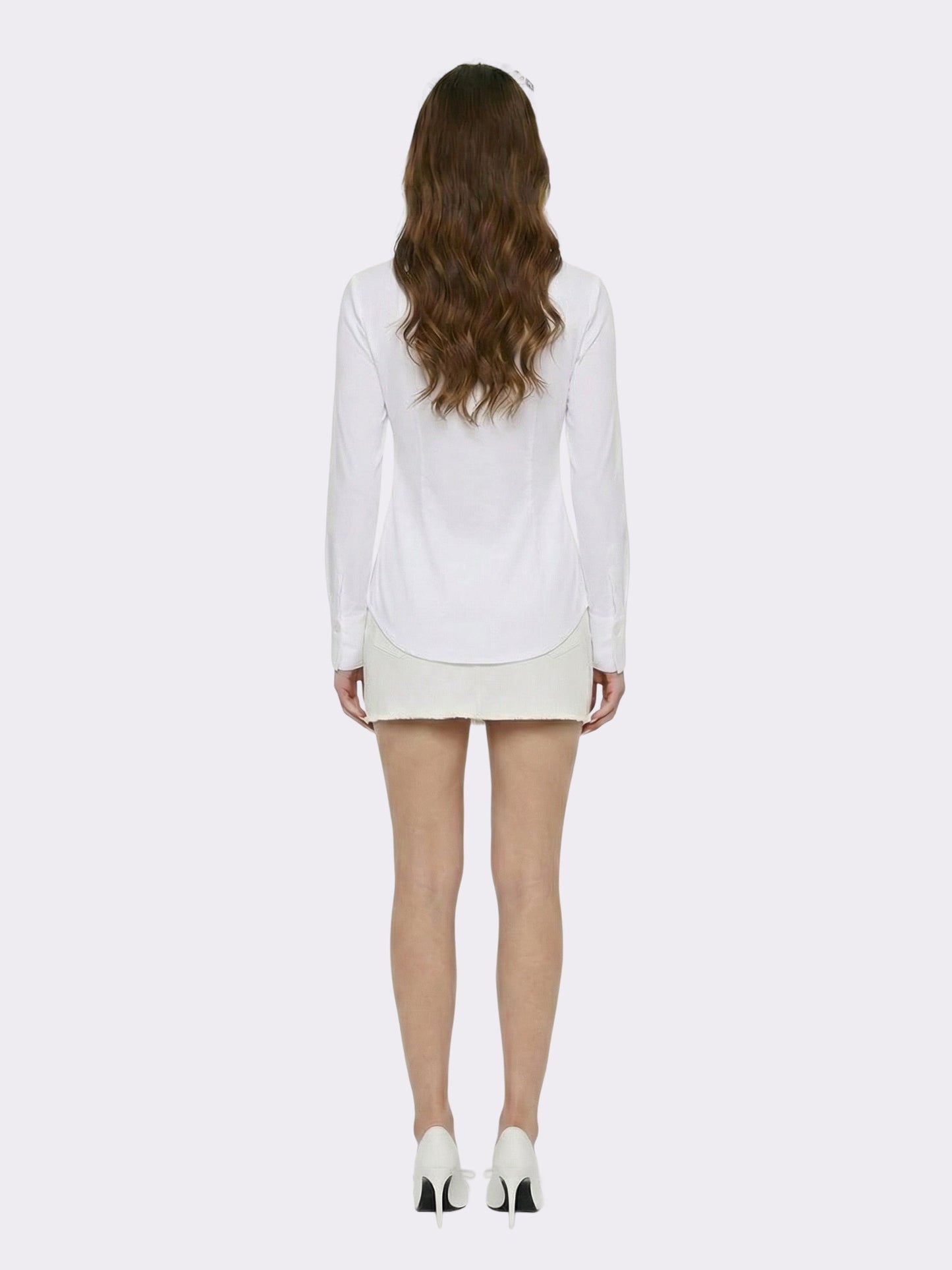 Georgina Tailored Long Sleeve White Button-Down Shirt