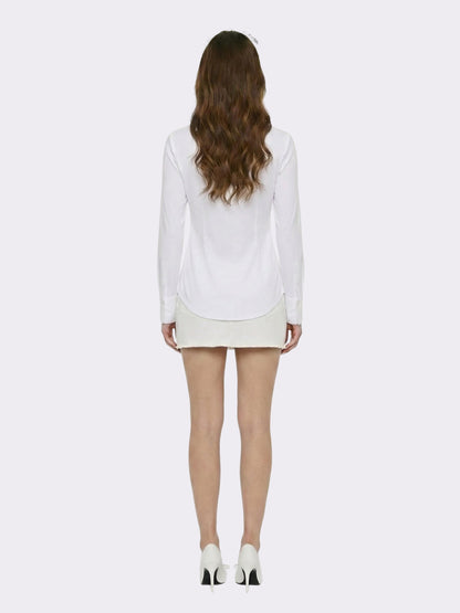 Georgina Tailored Long Sleeve White Button-Down Shirt