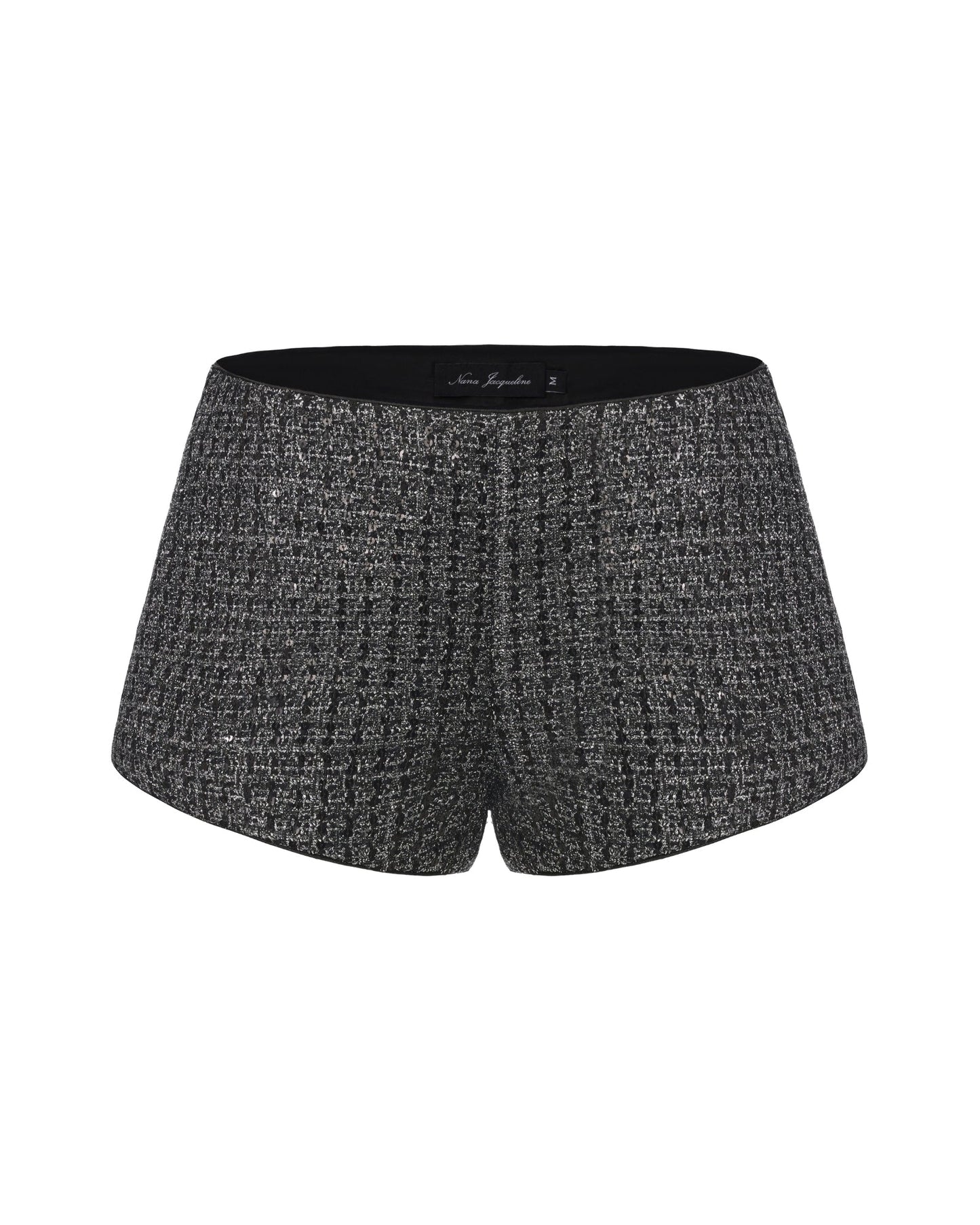 Annabella Textured Black & Silver Woven Shorts