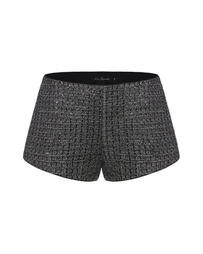 Annabella Textured Black & Silver Woven Shorts