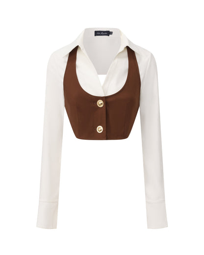 Celine Top (Brown & White)