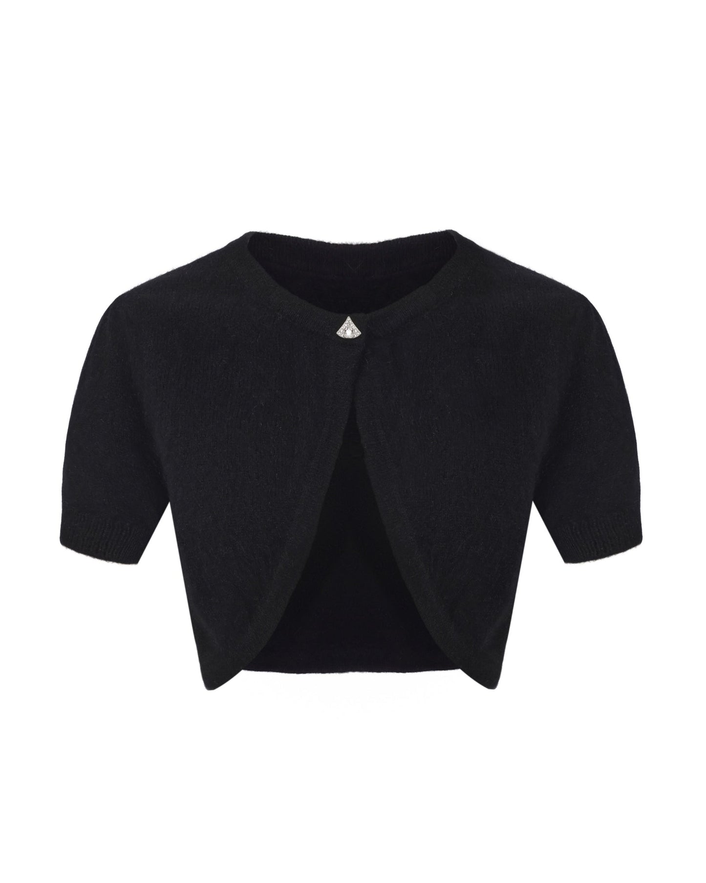 Elara Knitted Cropped Cardigan (Black)