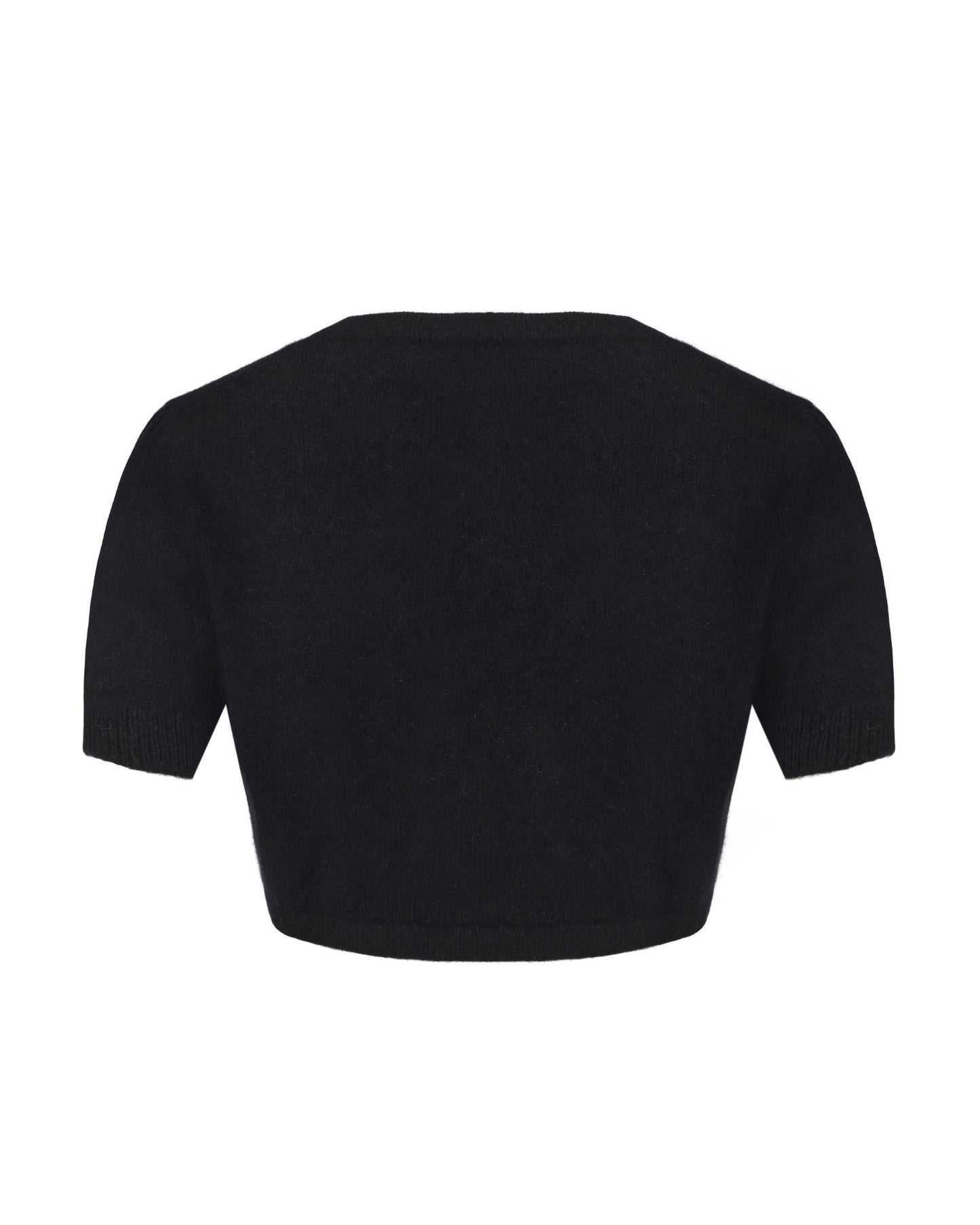 Elara Knitted Cropped Cardigan (Black)
