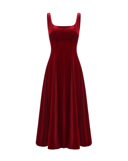 Eleanora Velvet Maxi Dress (Red)