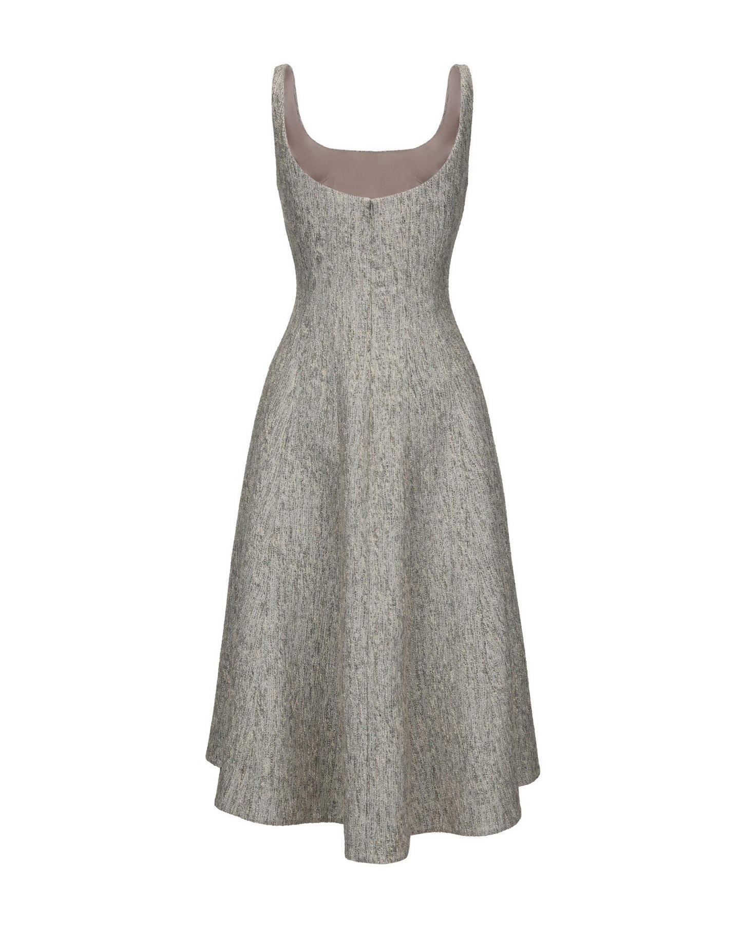 Josephine Square-Neck Gray Midi Dress