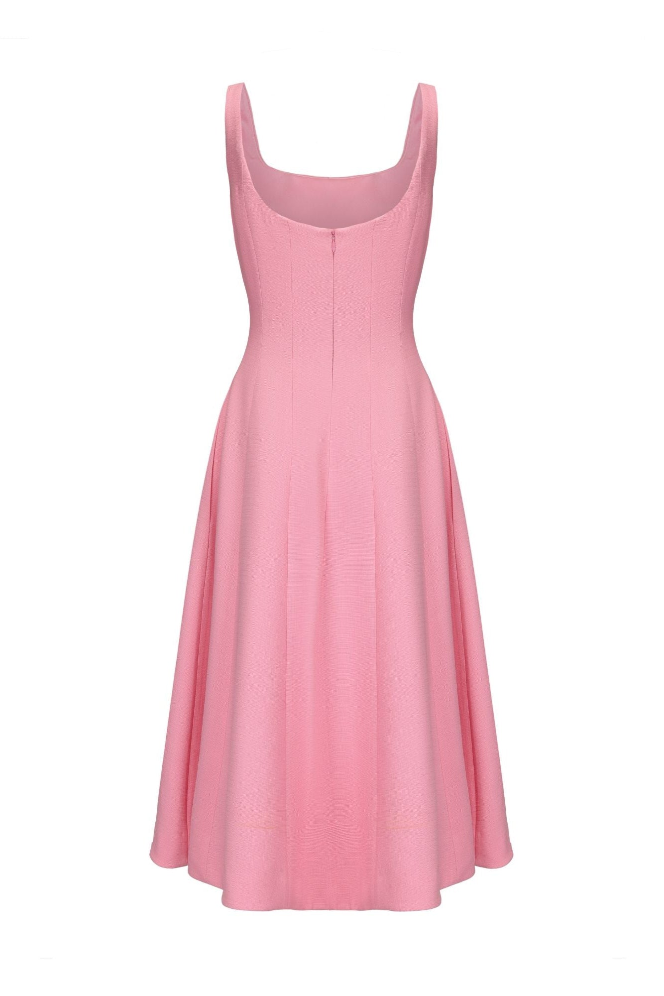 Josephine Square-Neck Pink Midi Dress