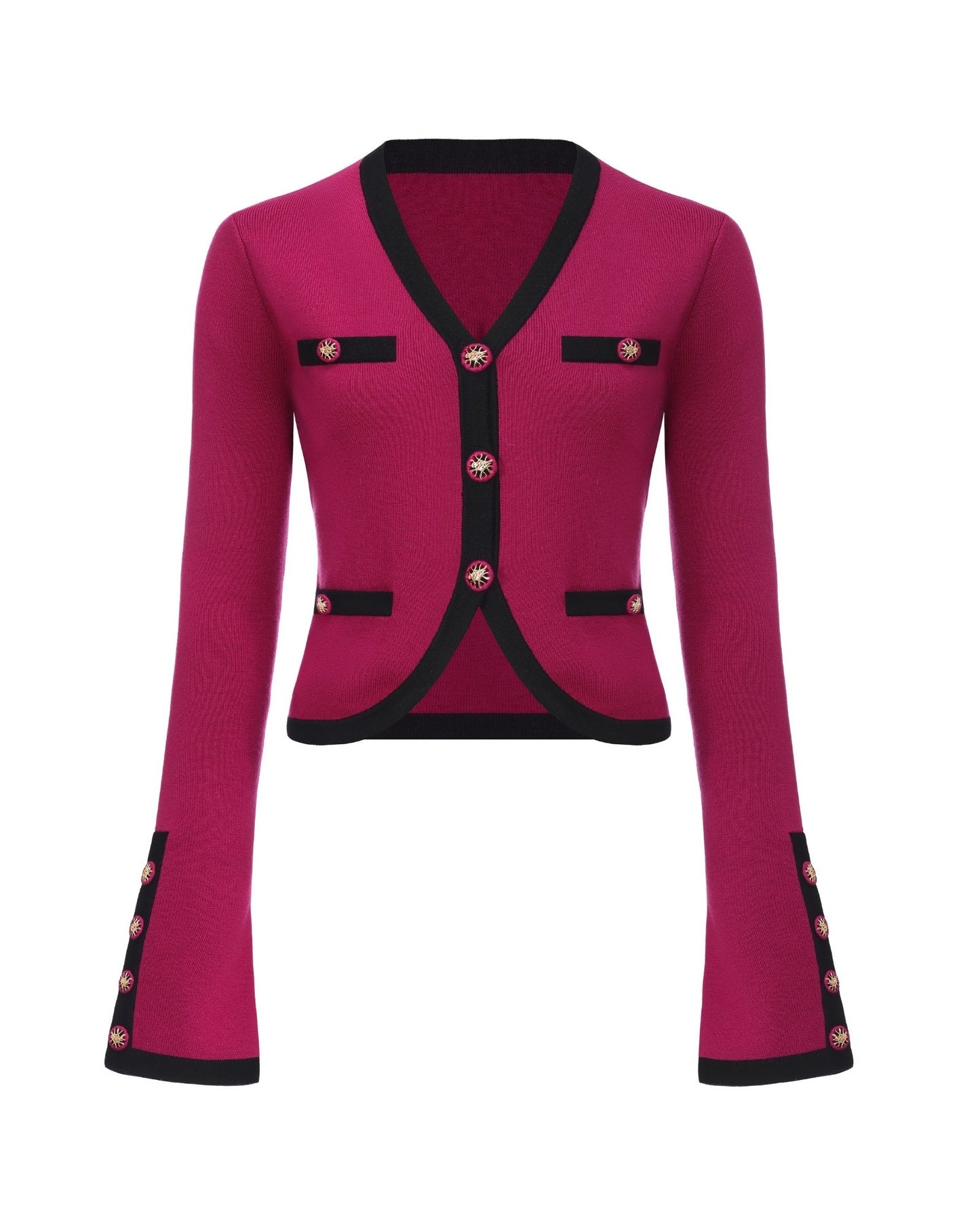 Lisette Contrast-Trim Magenta Knit Three-Piece Set