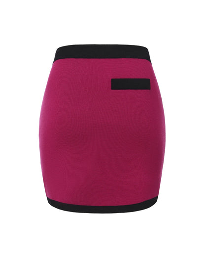 Lisette Contrast-Trim Magenta Knit Three-Piece Set