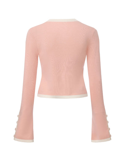Lisette Contrast-Trim Pink Knit Three-Piece Set