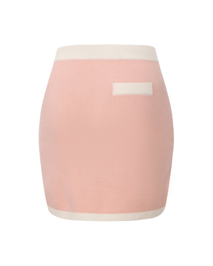 Lisette Contrast-Trim Pink Knit Three-Piece Set