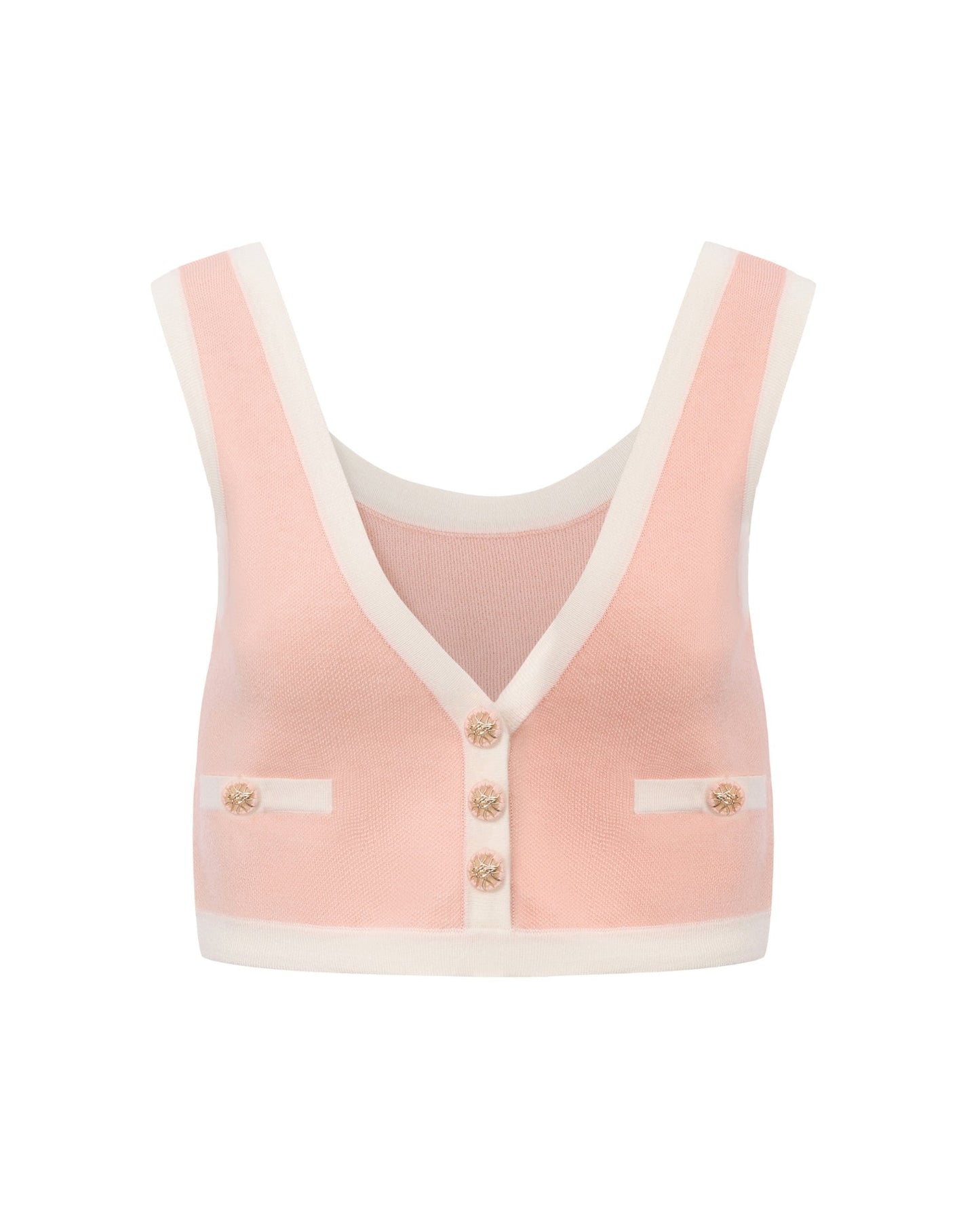 Lisette Contrast-Trim Pink Knit Three-Piece Set