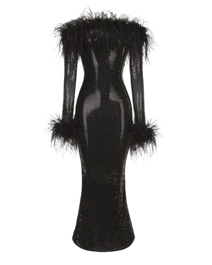 Neva Sequin Maxi Dress (Black)