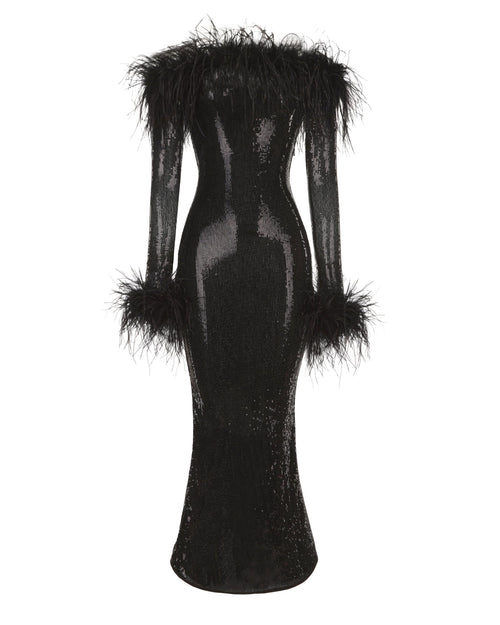 Neva Sequin Maxi Dress (Black)