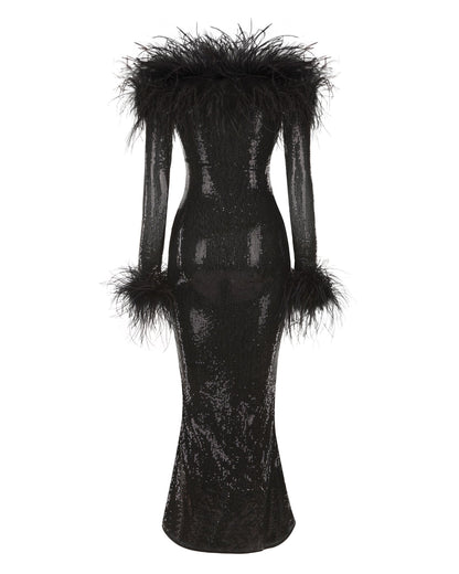 Neva Sequin Maxi Dress (Black)
